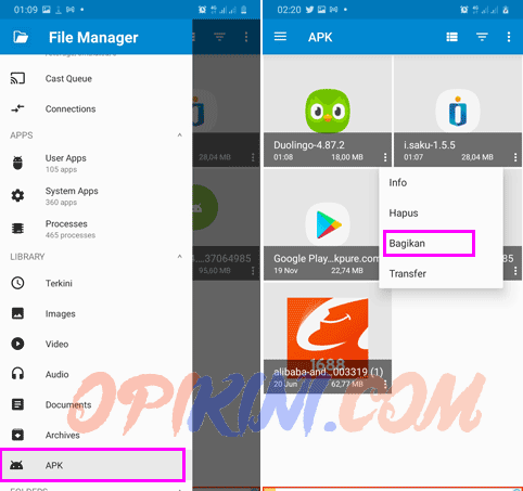 Berbagi Apk Menggunakan ES File Manager