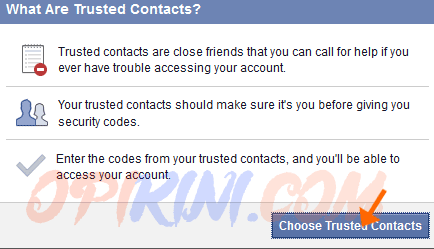 Choose trusted contacts