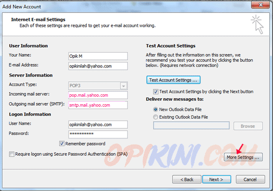 Membuka Email Yahoo di Outlook 2010