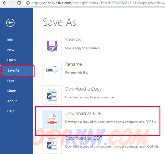 Save as - Download as PDF