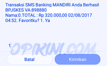 Transaksi SMS Banking MANDIRI anda berhasil