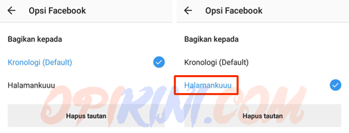 hubungkan ke halaman Facebook