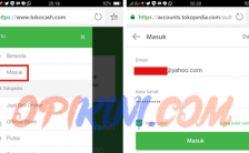 masuk ke tokocash menggunakan akun Tokopedia