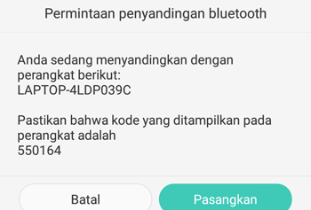 permintaan penyandingan bluetooth