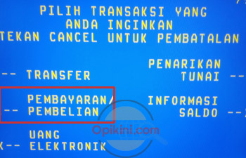 Pilih menu Pembayaran / Pembelian