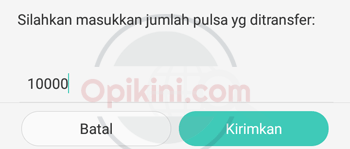 Masukan jumlah atau nominal pulsa