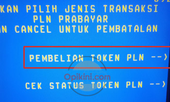 Pilih menu Pembelian Token PLN