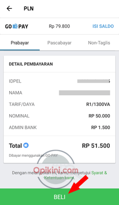 Membeli Token Listrik Di Aplikasi Go-Jek