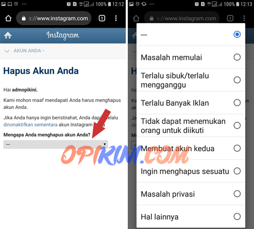 2 Cara Menghapus Akun Instagram Dengan Mudah Terbaru 2020