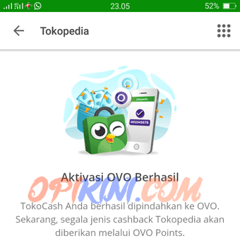 Aktivasi OVO di Tokopedia Android