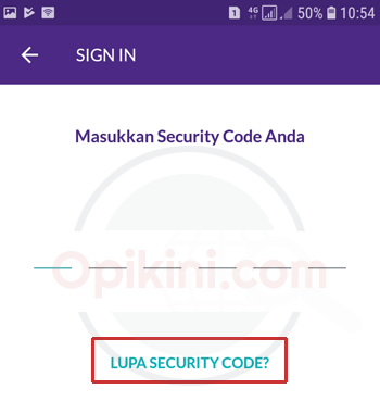 pilih Lupa Security Code