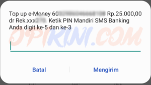 Masukan 2 angka acak pin sms banking Mandiri