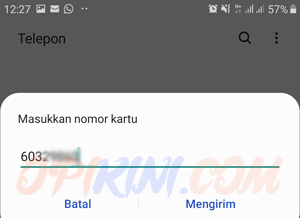 Masukan nomor kartu e-money mandiri