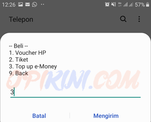 Pilih No. 3 Top up e-money