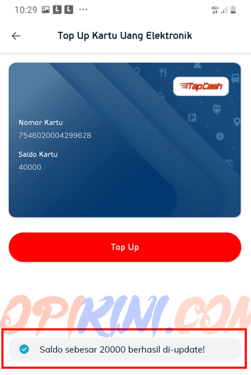 Update Saldo BNI Tapcash