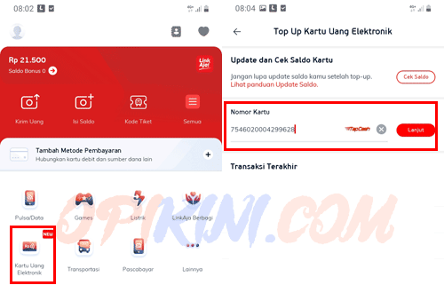 Cara Isi Saldo BNI Tapcash Via LinkAja