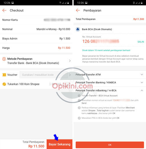 Cara Top Up E Money Mandiri Di Shopee Lewat Hp Android Opikini 2301