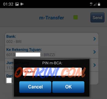 Masukan pin mobile banking BCA