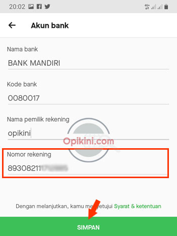 masukan nomor virtual account