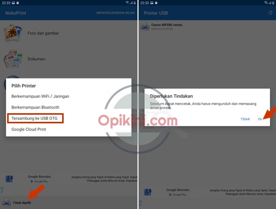 Cara Print Langsung Dari HP Android Ke Printer Pakai Kabel - Opikini