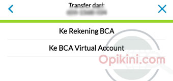 Pilih Ke Rekening BCA