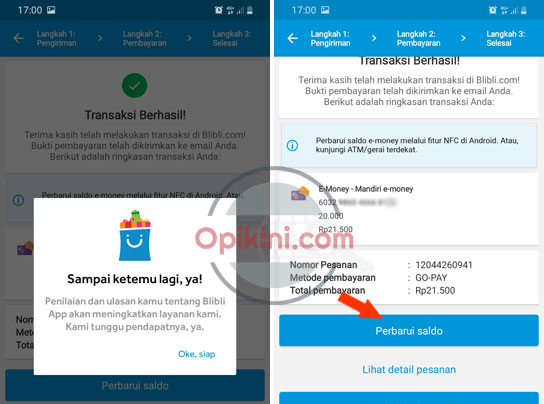 Cara Top Up E-Money Mandiri Di BliBli Dari HP Android Dengan NFC