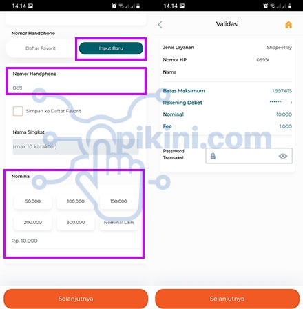 Transfer BNI Ke ShopeePay Menu E-Wallet