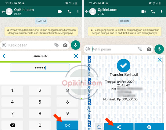 Transfer Uang Lewat BCA Keyboard Sukses