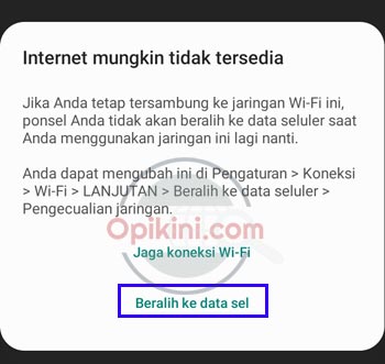 Beralih ke data sel