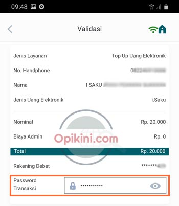 masukan password transaksi