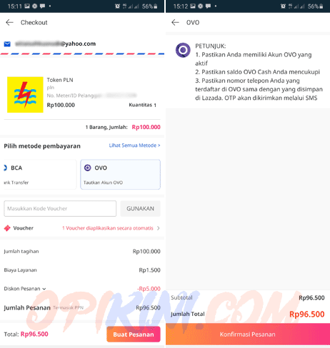 menghubungkan akun OVO ke Lazada