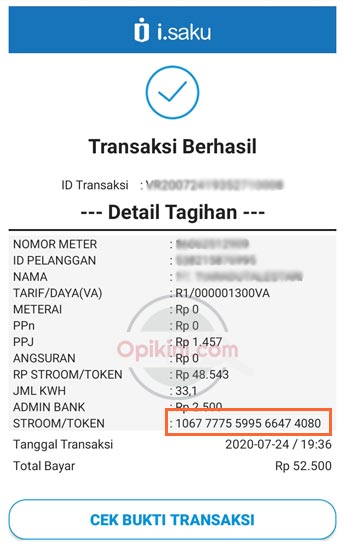 membeli token listrik di iSaku