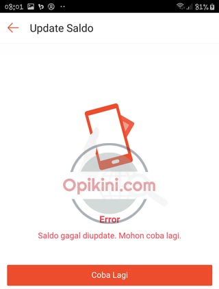 Mengatasi Tidak Bisa Update Saldo Brizzi di Shopee