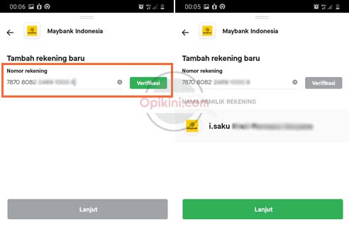 Masukan no rekening