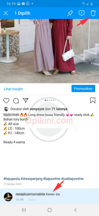 Cara Menghapus Komentar di Instagram Lewat HP Android