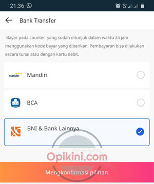 Pilih BNI & Bank Lainnya