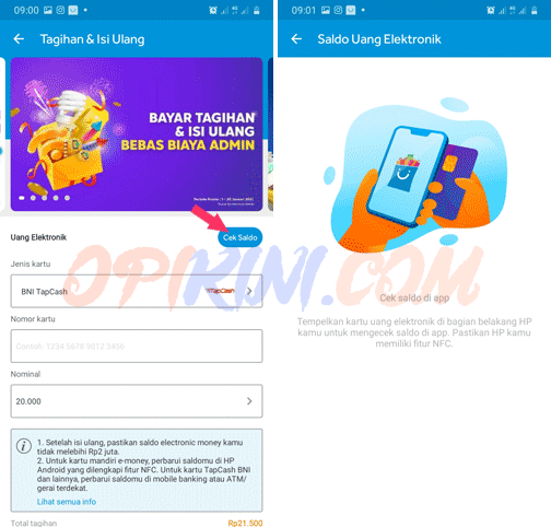 Cara Cek Saldo TapCash BNI di HP Android