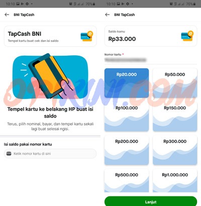 Top Up Tapcash Di HP Android