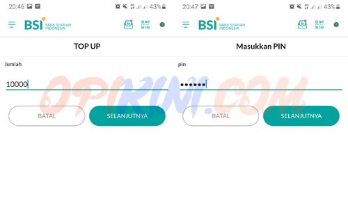 Masukan Nominal Top Up ShopeePay dan PIN BSI Mobile