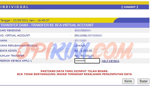 Cara Top Up LinkAja Lewat KlikBCA atau Internet Banking