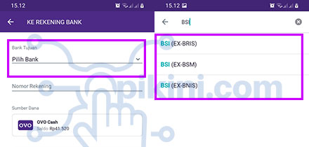 kode bank Syariah Indonesia di OVO