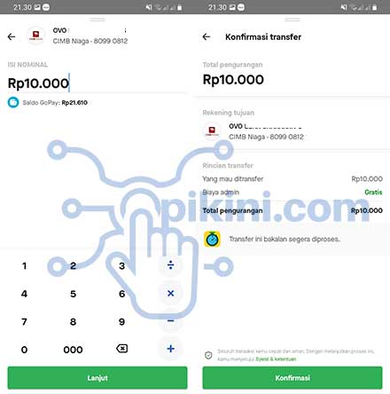 Top Up OVO Pakai GoPay Berhasil