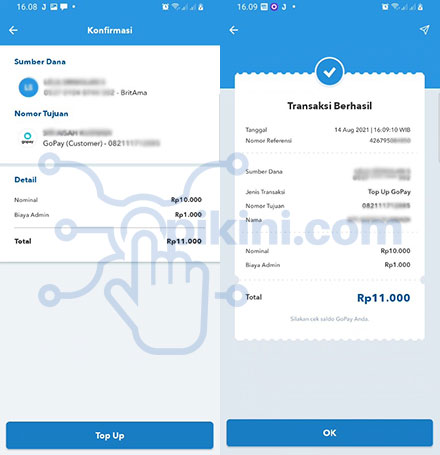 Transfer BRI ke GoPay