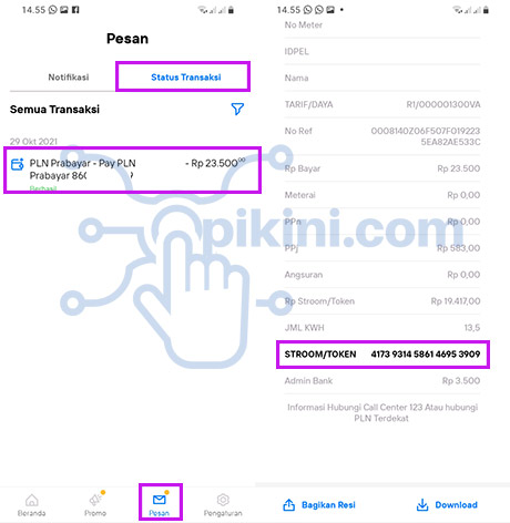 Melihat Kembali Kode Token PLN di New Livin by Mandiri