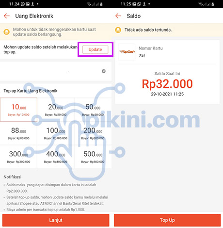 Cara Top Up BNI Tapcash Lewat Shopee