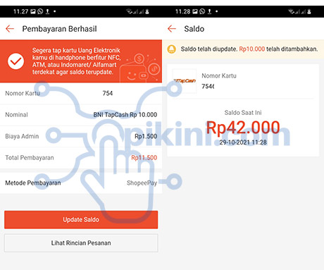 Update Balance Tapcash di Shopee