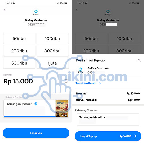 Cara Top Up GoPay Pakai New Livin by Mandiri