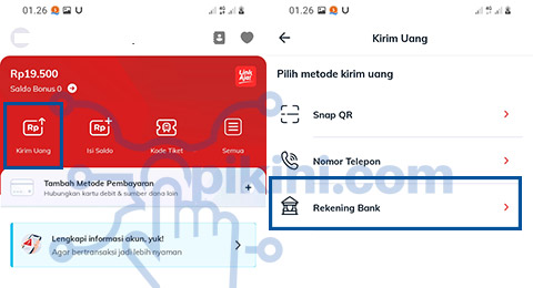 Pilih Kirim Uang Ke Bank