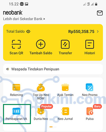 Pilih Pembayaran VA