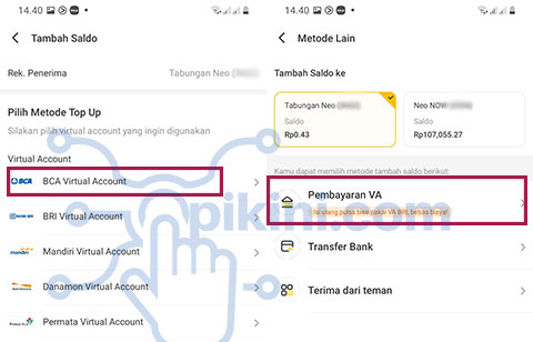 Pilih Pembayaran VA BCA